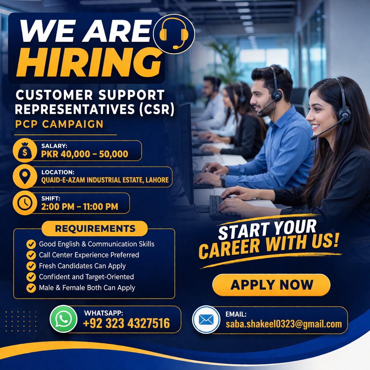 Call Center Hiring Required (PCP Campaign) 
